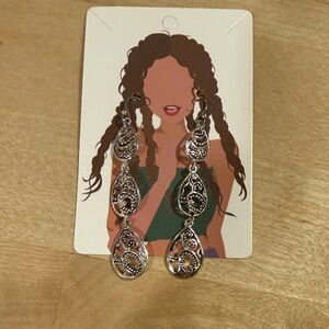 Elegant Silver & Black Dangle Earrings